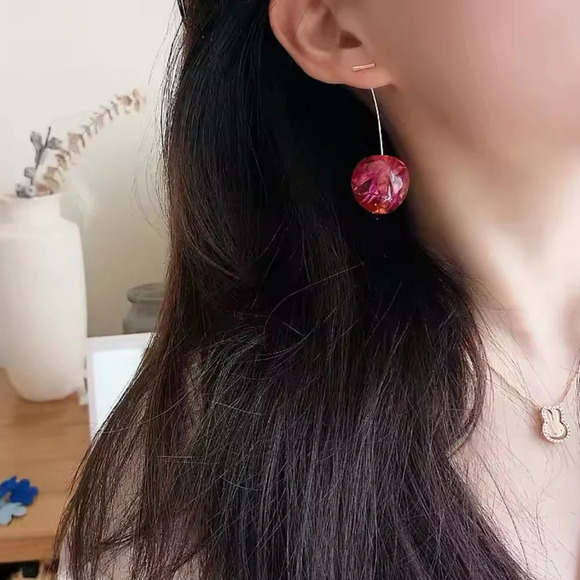 Cherry Gold Drop Earrings - Picture 6 of 10